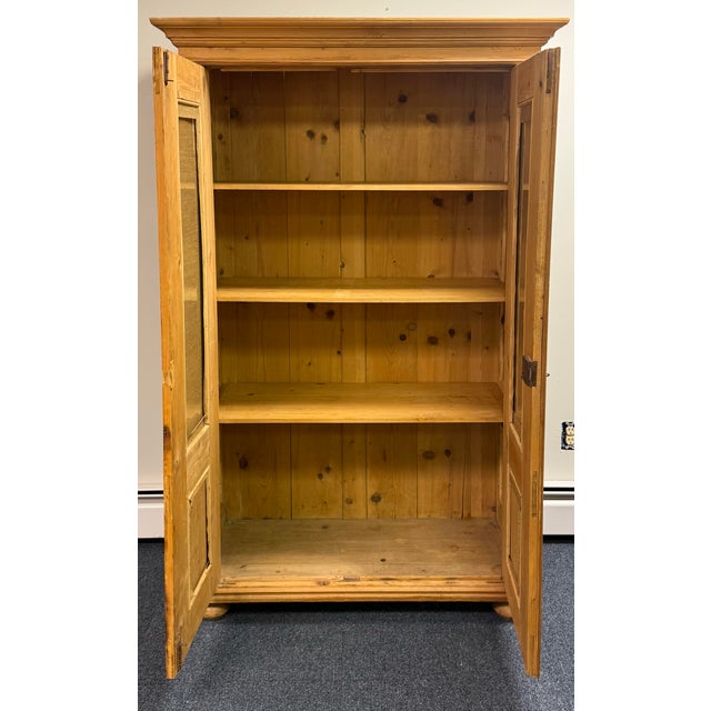 Vintage Scrubbed Pine Farmhouse Style Armoire For Sale In New York - Image 6 of 12