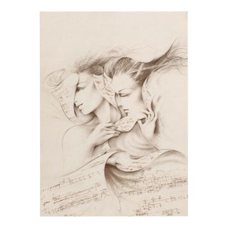 1990 Gérard Daran Duo (Ocre) Signed Lithograph For Sale
