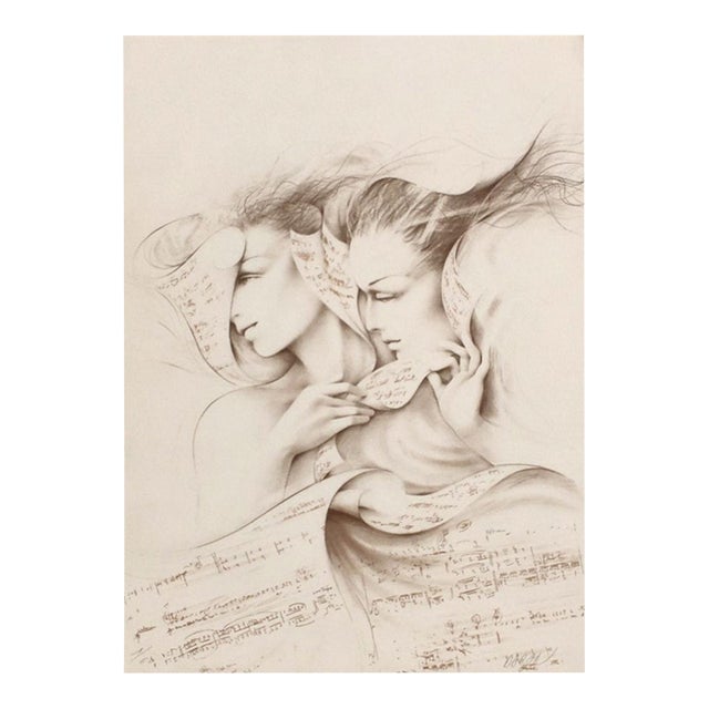 1990 Gérard Daran Duo (Ocre) Signed Lithograph For Sale