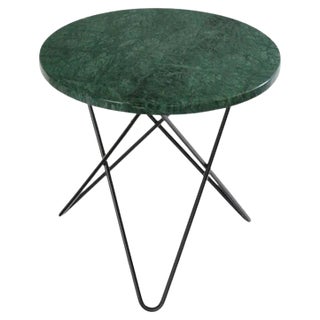 Green Indio Marble and Black Steel Mini O Table by OxDenmarq For Sale