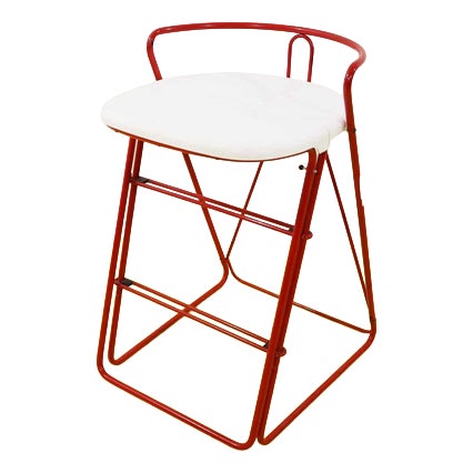 Red Metal Step Stool with White Plastic Seat from Norda For Sale