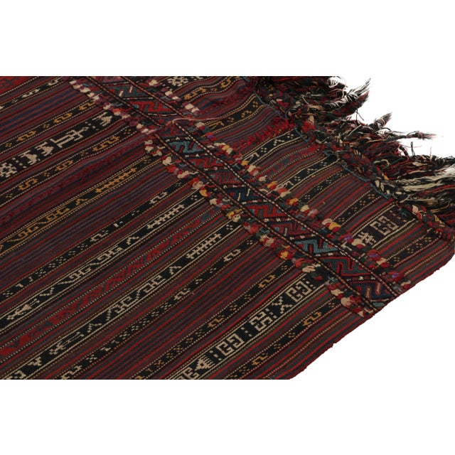 1950s Vintage Persian Tribal Kilim Rug in Rich Red & Brown Geometric Pattern For Sale In New York - Image 6 of 7