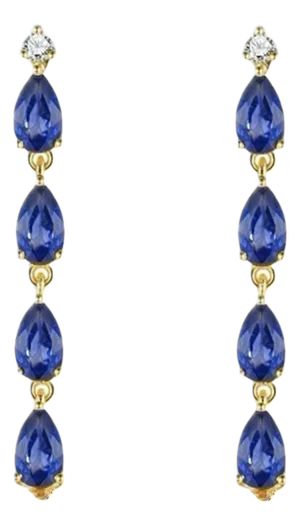 Nina Zhou Rhythm 2.45ctw Sapphire & Diamond Drop Earrings in 14k Gold