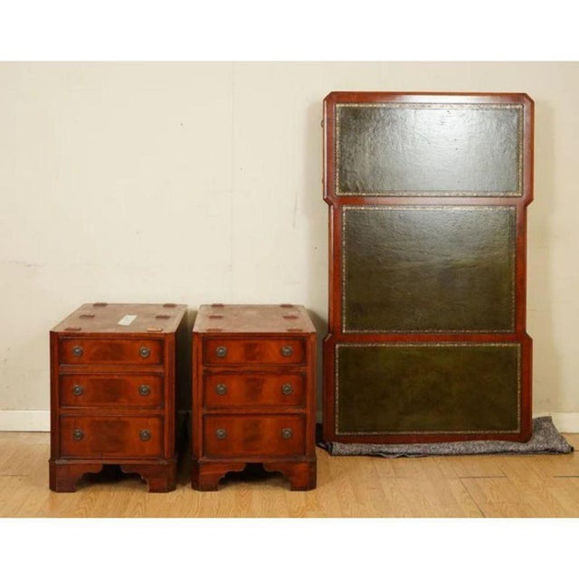 Twin Pedestal Desk with Green Leather Top by E. G. Hudson For Sale - Image 12 of 13