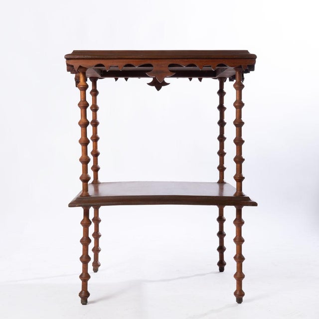 Wood Early 20th Century Table With Spool Legs and Fancy Apron For Sale - Image 7 of 7