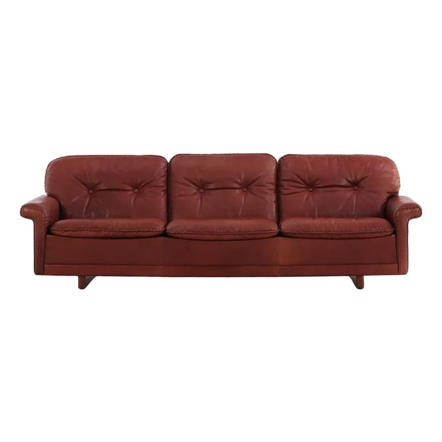 1970s Danish Oxblood Leather Sofa in the Style of De Sede by Thams Kvalitet For Sale