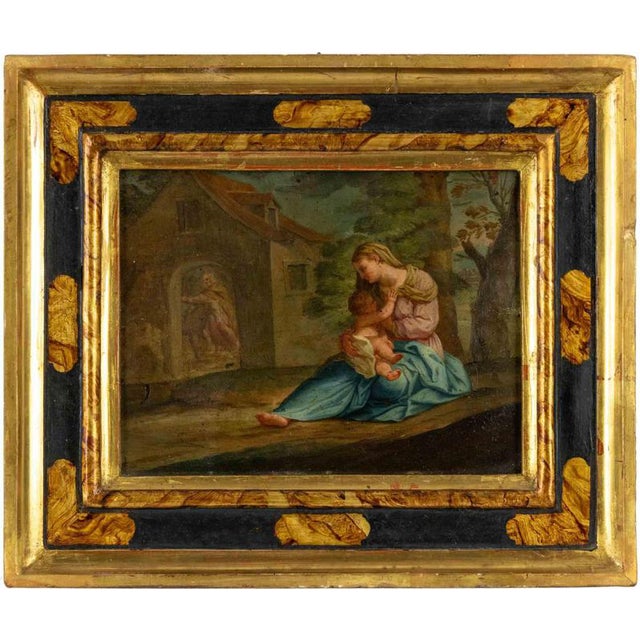Italian Artist, Nursing Virgin, 19th Century, Oil Painting on Metal Board For Sale