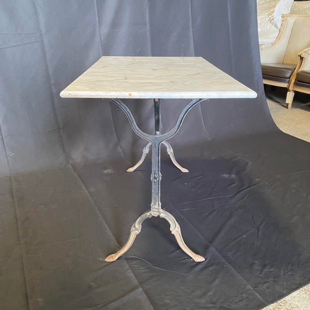 Antique French Marble Top Cafe or Bistro Table With Cast Iron Base For Sale - Image 11 of 15