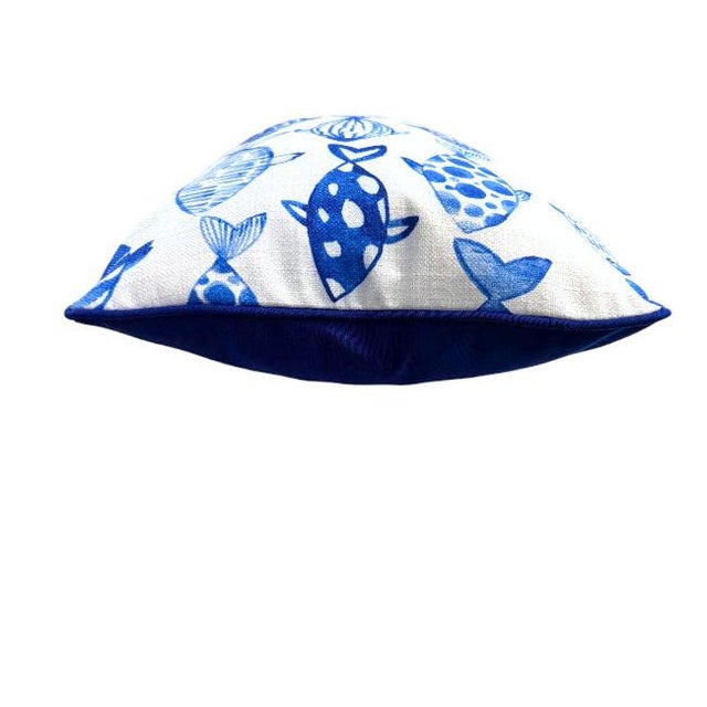2020s Single Indoor/Outdoor Fish Pattern Lumbar Pillow For Sale - Image 5 of 7