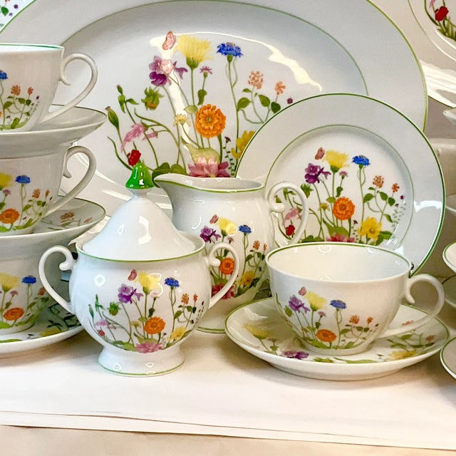 1974 Portuguese Porcelain Dinnerware With Wildflowers by Denby, Service for 9+ - Set of 52 For Sale - Image 9 of 12