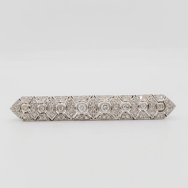 Mid 20th Century White Diamond Estate Brooch in 18k White Gold For Sale - Image 5 of 8