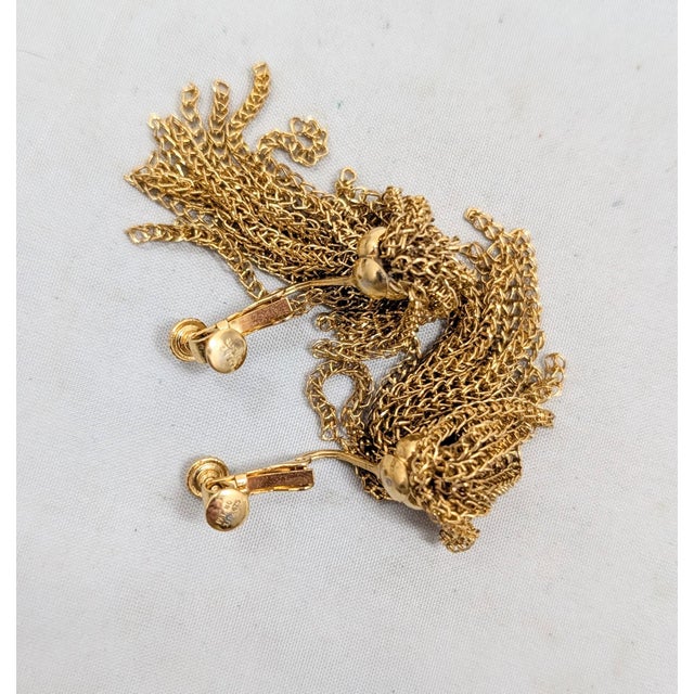 Vintage 1971 Signed Napier Goldtone Fringe Clip Earrings-2 Pieces For Sale - Image 9 of 9