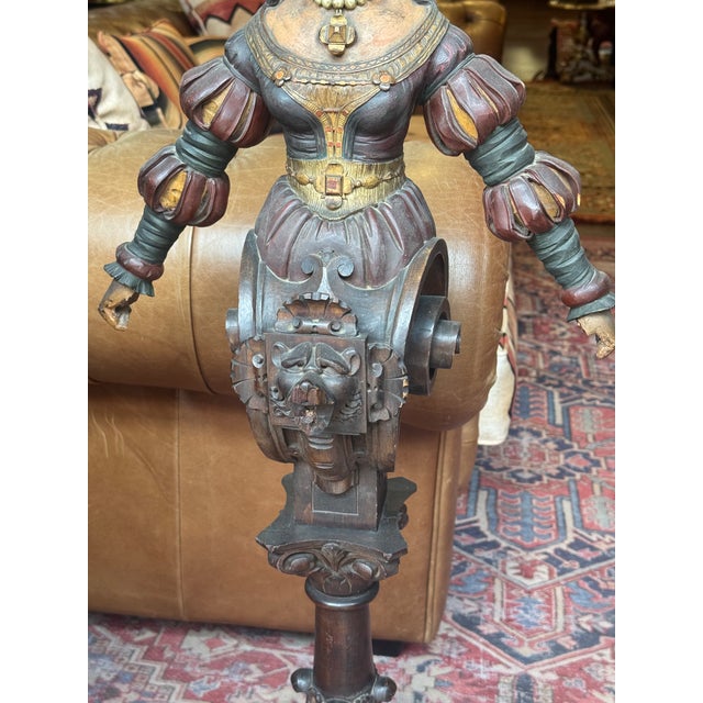 Wood Antique Continental Wooden Medieval Noblewoman Figurehead- Architectural Salvage For Sale - Image 7 of 16