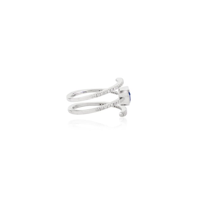 Not Yet Made - Made To Order 14k Gold East West Blue Sapphire & Diamond Spiral Cocktail Ring Size 6.5 For Sale - Image 5 of 11