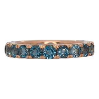 2.8Ct London Blue Topaz Band Ring in Solid 14k Gold - Fine Jewelry for Women, Size 6.75 For Sale