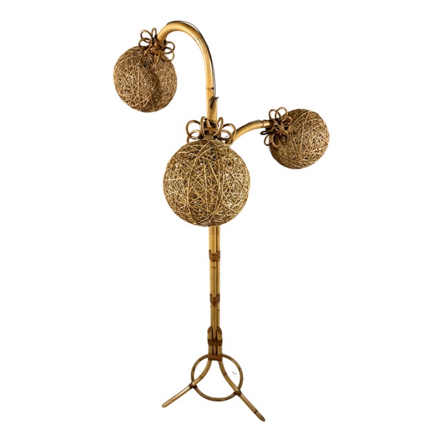 Rattan Floor Lamp, 1950s For Sale