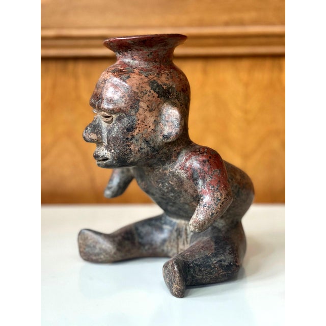 Metal Ceramic Pre-Columbian Colima Hunchback Figure Vessel For Sale - Image 7 of 12