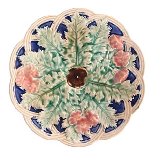 19th Century English Majolica Wall Plate For Sale