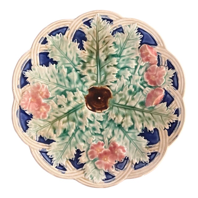 19th Century English Majolica Wall Plate For Sale