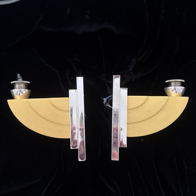 Gold J Robert Scott Pair of Art Deco Sconces For Sale - Image 8 of 11