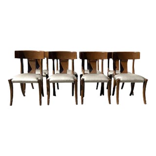 1980s Klismos Style Dining Chairs With Upholstered Seats- Set of 8 For Sale