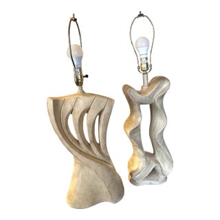 1980's Jaro Style Biomorphic Post-Modern Freeform Ribbon Motif Table Lamps Pair For Sale