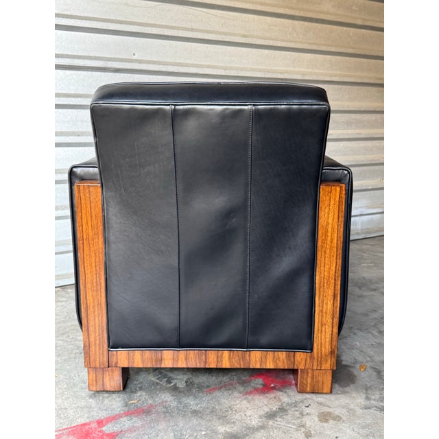 Wood 1999 Theodore Alexander Brazilian Rosewood & Genuine Sable Leather Club Chair / Armchair For Sale - Image 7 of 12