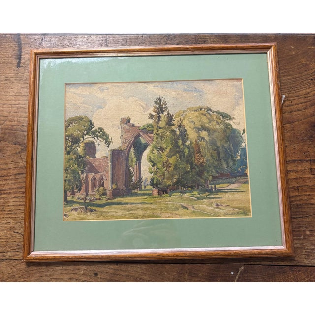 English Framed Vintage Landscape Watercolor For Sale - Image 3 of 4