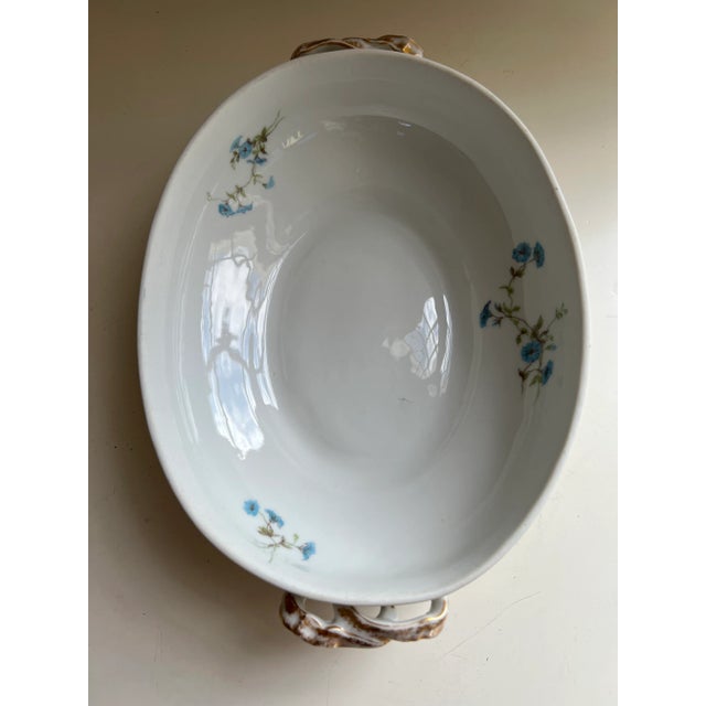 White Vintage French Haviland Limoges Blue Floral Covered Serving Dish For Sale - Image 8 of 13