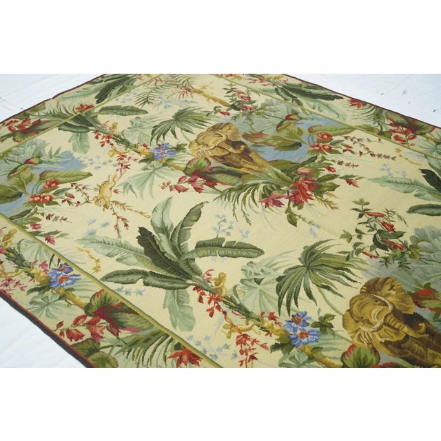 Green French Aubusson Design Rug 5'11'' X 8'11'' For Sale - Image 8 of 10
