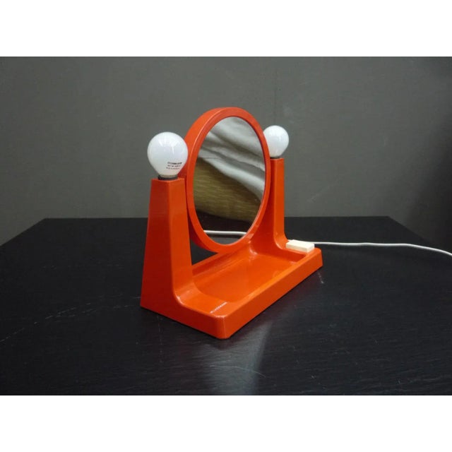 Space Age Orange Plastic Makeup Mirror with Lighting by Neckermann, 1970s For Sale - Image 9 of 9