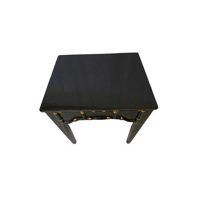 Ebony 1970s Ebony Lacquered Faux Bamboo Side Table With Gilded Gold Trim For Sale - Image 8 of 11