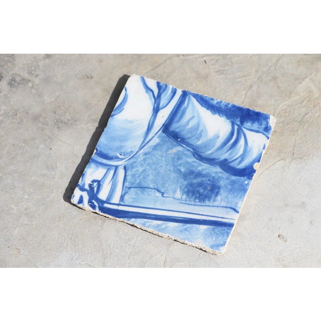 Baroque Antique Portuguese Tile Depicting a Torso of a Hunter For Sale - Image 3 of 10