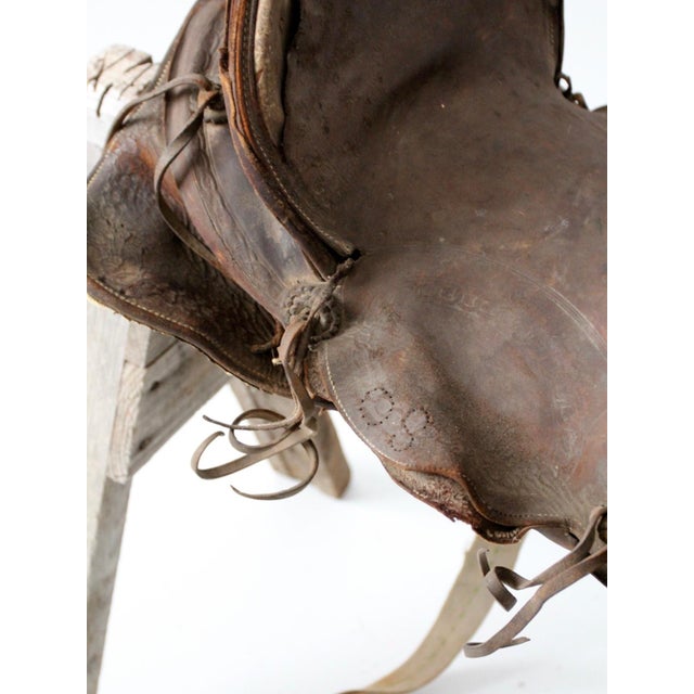Old Western Leather Saddle Decorative Ranch Decor For Sale - Image 14 of 15