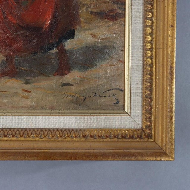 Oil on Panel Painting of a Peasant Woman With Basket, Artist Signed, C1900 For Sale - Image 4 of 12