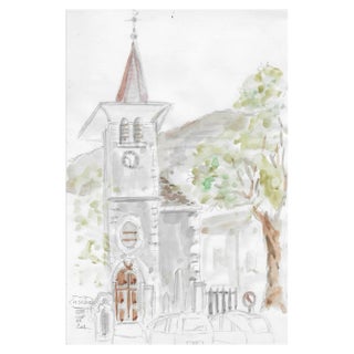 1980s Myriam Cahn Architectural Watercolor For Sale