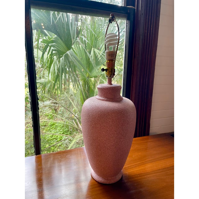 Art Deco Vintage 1980s Modern Pastel Pink Textured Lamp For Sale - Image 3 of 5
