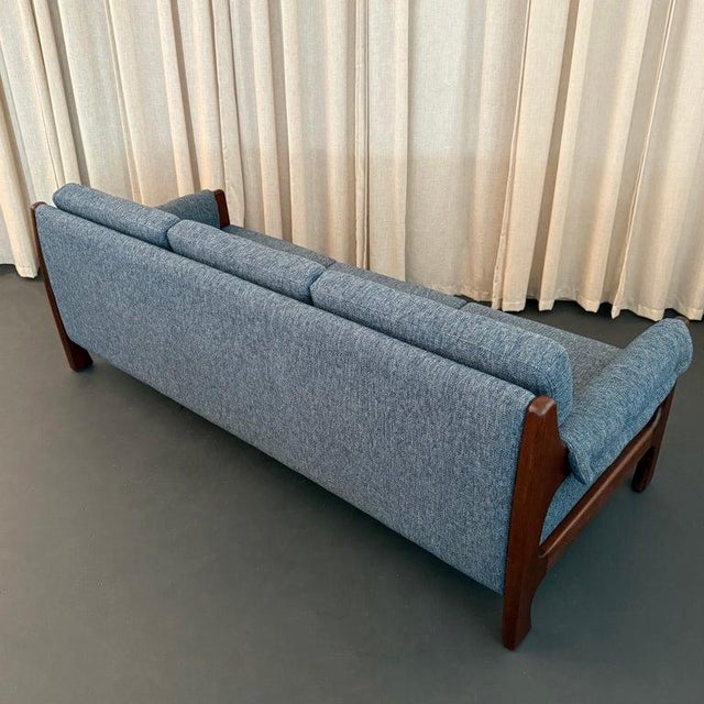 Blue Scandinavian Modern Three Seat Rosewood Sofa by Selig For Sale - Image 8 of 10