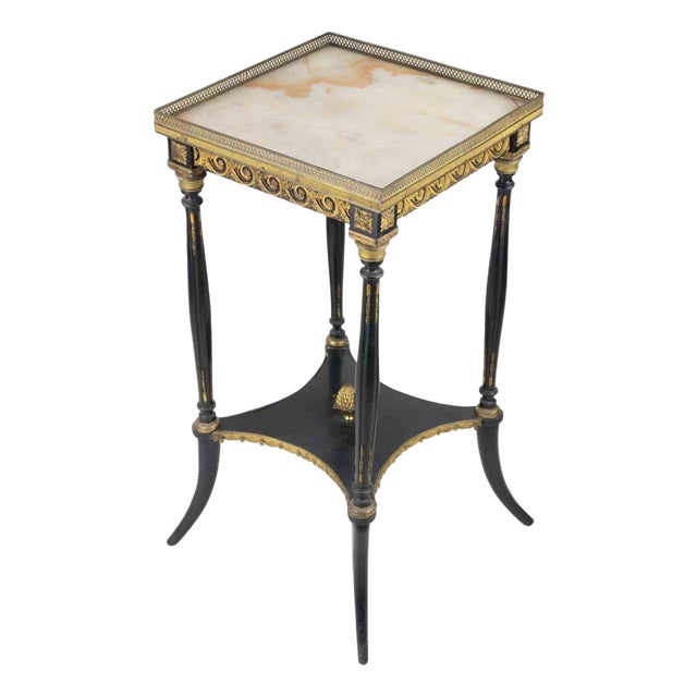 Antique Mid-19th Century Ebony and Gilded Metal Altana Dining Table For Sale