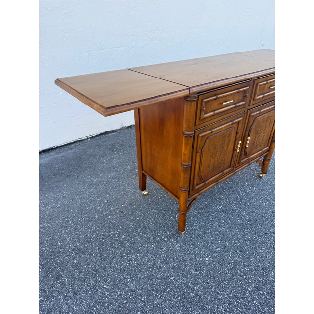 Abstract Dixie Furniture Aloha Faux Bamboo Server Bar For Sale - Image 3 of 11