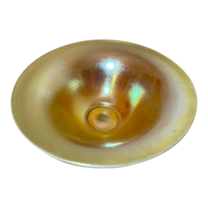 Large Hand Blown Steuben Aurene Lustre Ware Iridescent Calcite Glass Bowl 12 Inch