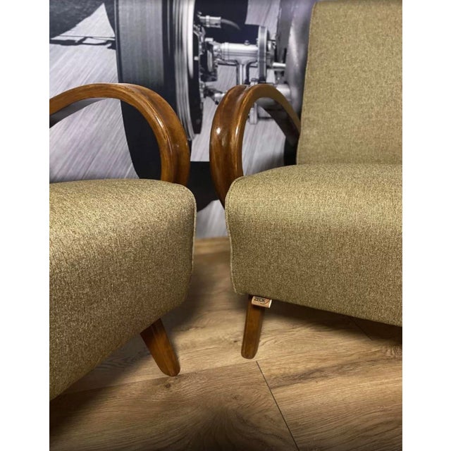 Gold Set of Art Deco Armchairs by Jindřich Halabala for Up Závody, 1930s For Sale - Image 8 of 16