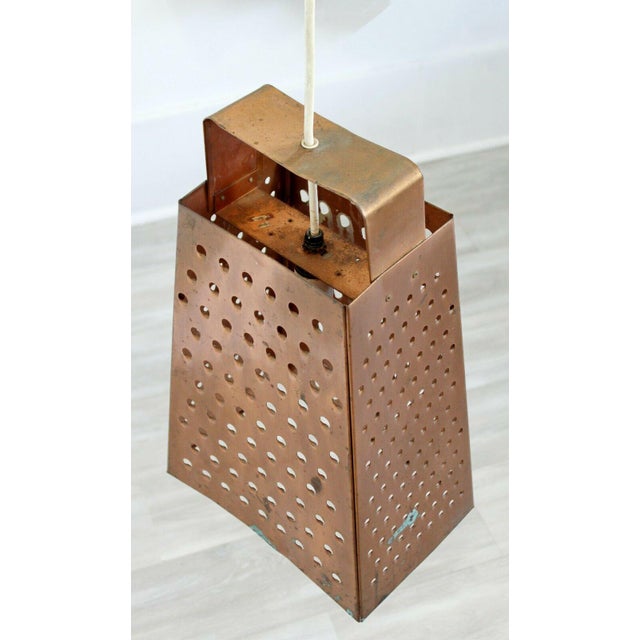 Mid Century Modern Style Copper Cheese Grater Light Fixture Chandelier
