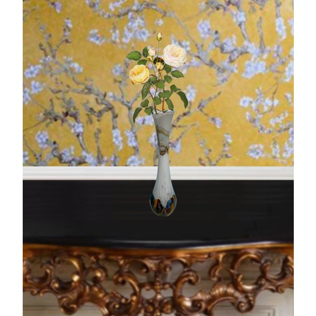 Art Glass Bud White With Polychromatic Base Vase For Sale - Image 14 of 18