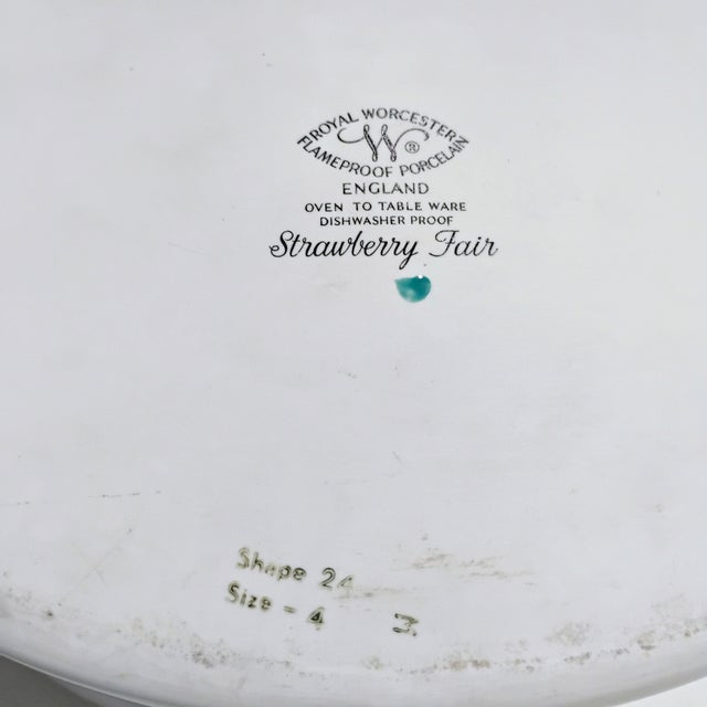 Vintage Royal Worcester "Strawberry Fair" Flameproof Porcelain Oval Covered Dish For Sale - Image 15 of 15