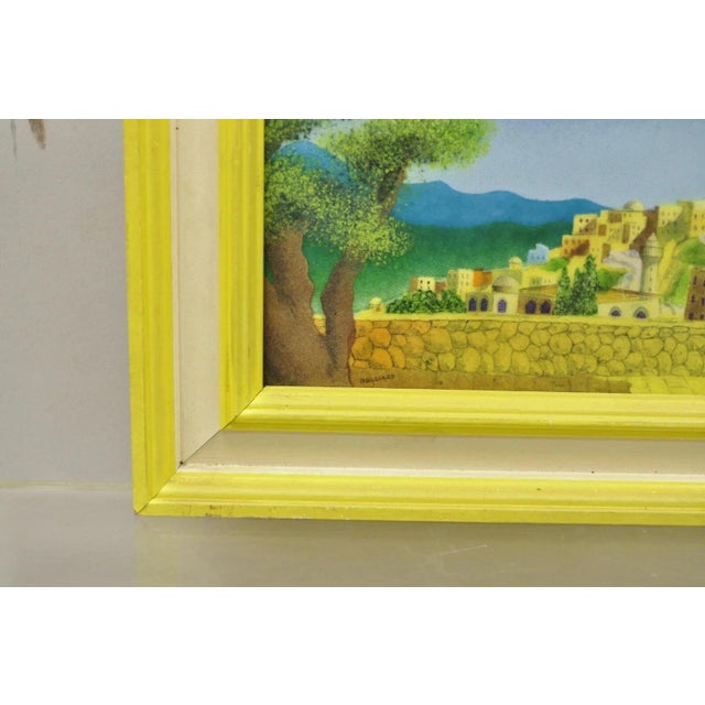 Late 20th Century Daniel Belliard Enamel on Copper Small Framed Painting Yellow Countryside For Sale In Philadelphia - Image 6 of 10