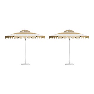 Desert Sand 9' Patio Umbrella, Tan & White, Set of 2 For Sale