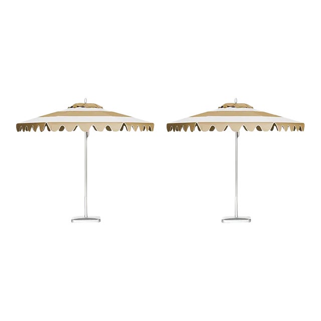 Desert Sand 9' Patio Umbrella, Tan & White, Set of 2 For Sale