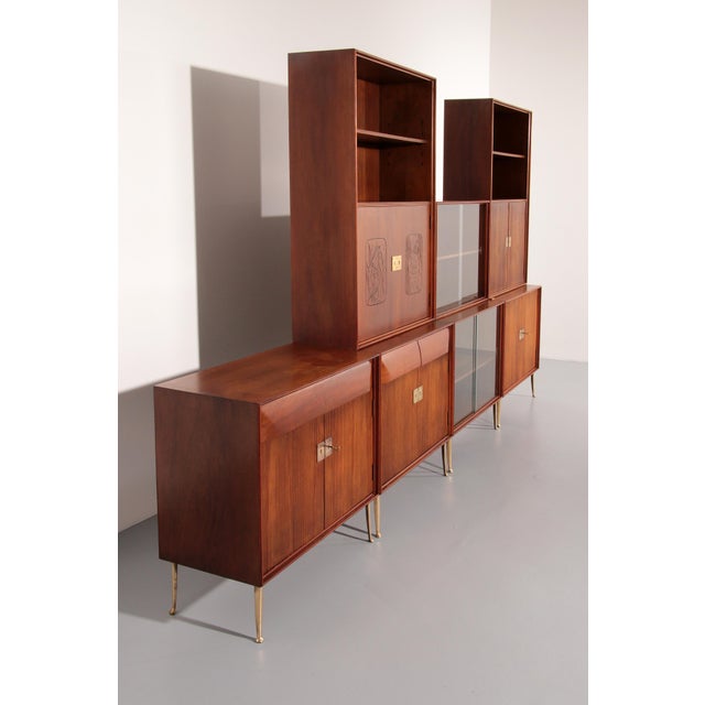 Mid-Century Italian Modular Wall System attributed to Vittorio Dassi, 1950s, Set of 7 For Sale - Image 11 of 17