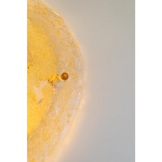 Clear and Golden Murano Glass Flush Mount with Brass Base from Sylcom Lighting, 1990s For Sale - Image 11 of 18